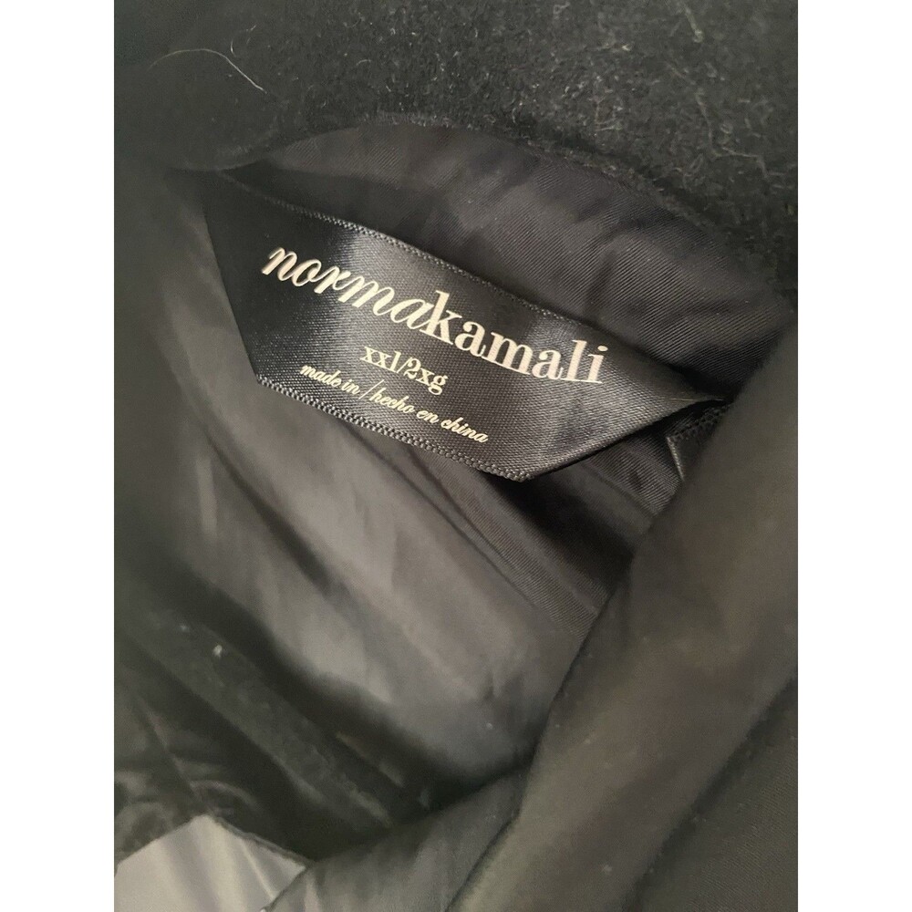 Norma Kamali Black Trench Coat Size XXL Double Breasted Belted Timeless Classic - Picture 4 of 12